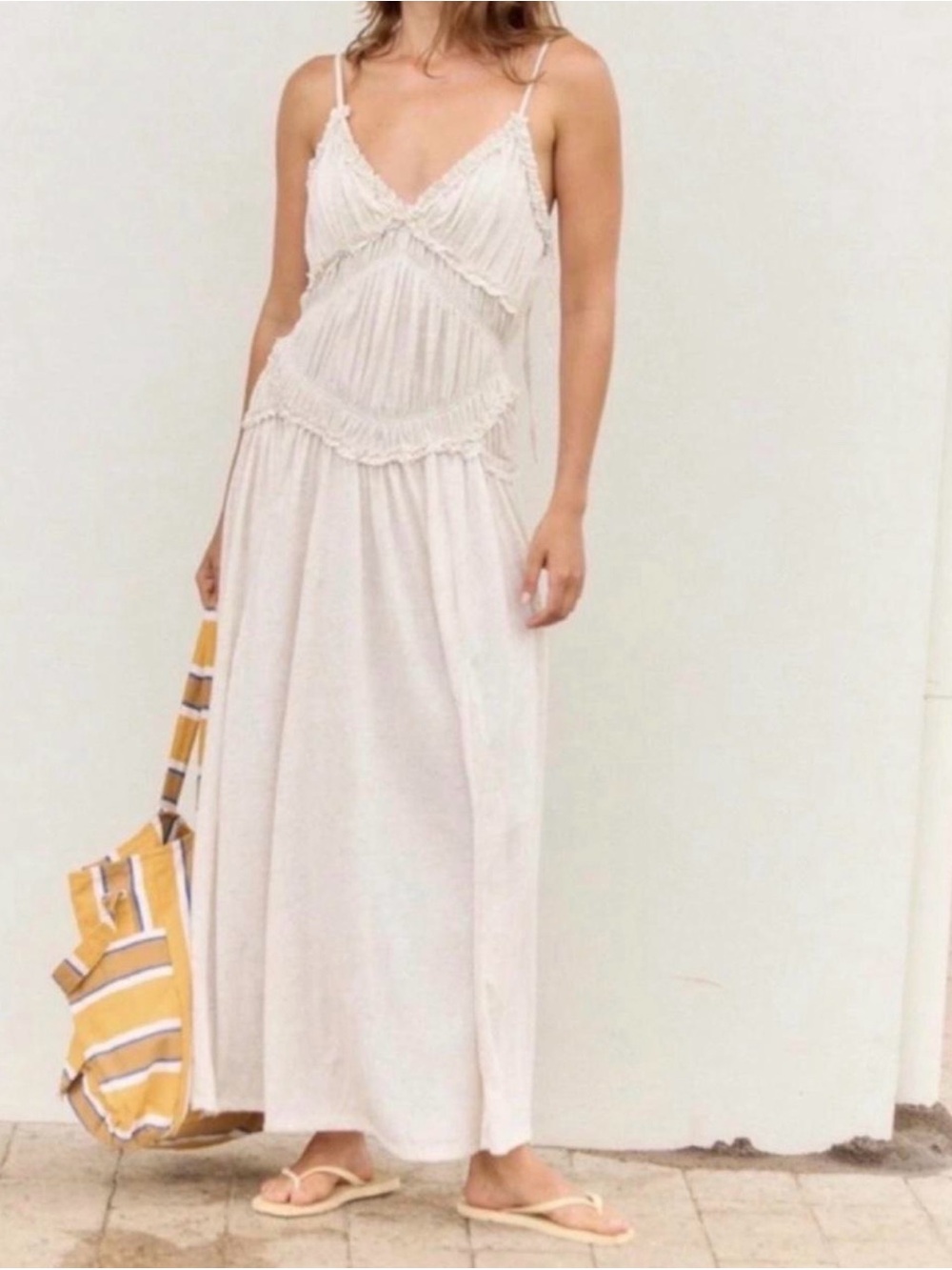 Free People free-est Heathered Jersey Maxi Dress Natural XL NWT
